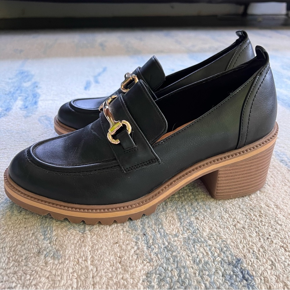 CHUNKY HEEL LOAFERS HORSEBIT DETAIL SIZE 9 BLACK NWT - Picture 16 of 16
